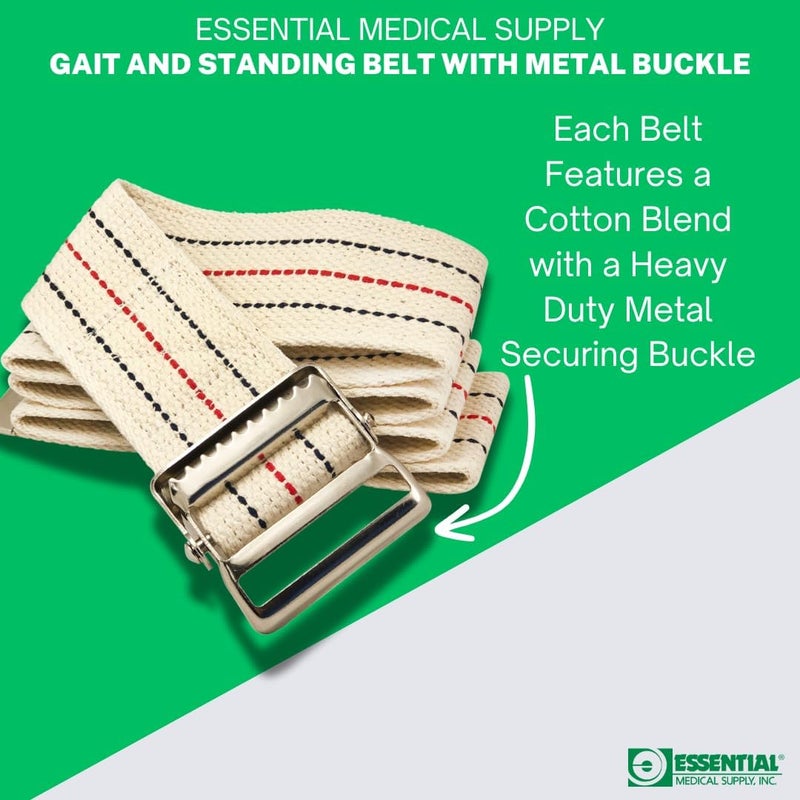 Essential Medical Supply Cotton Blend Gait and Standing Belt with Secure Metal Buckle, 72 Inch - Image 2